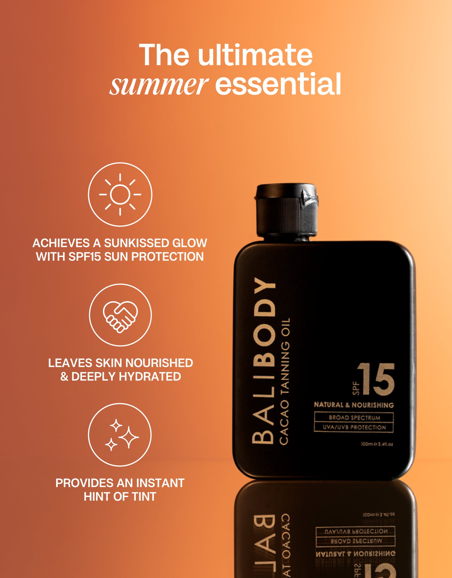 Bali Body Cacao Tanning Oil SPF15 collection bronzing and tanning products