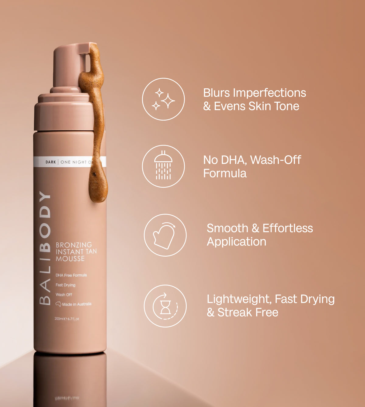 Instant Tan Mousse - Instant Wash Off Self Tan - Bali Body